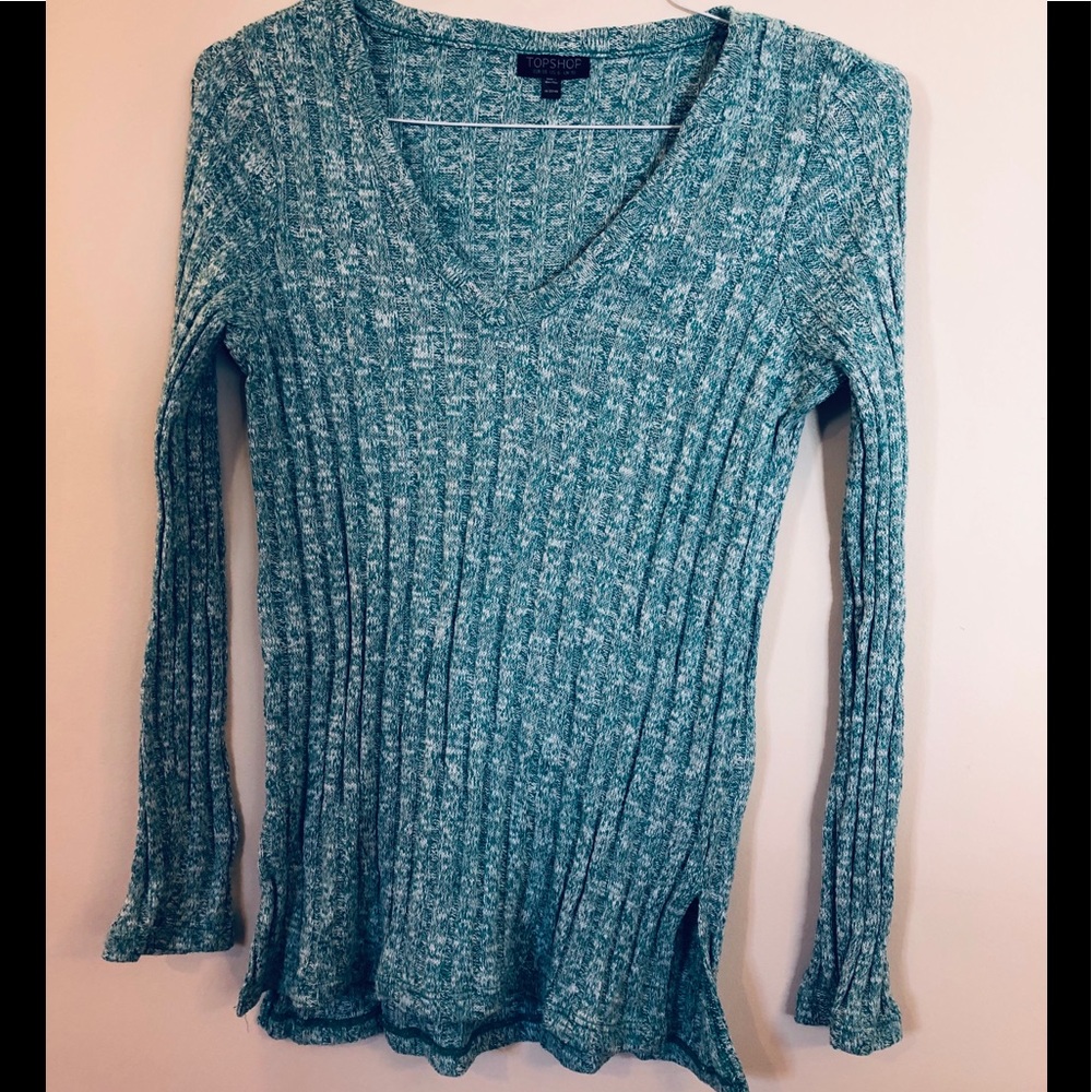TOPSHOP US Size 6 Green/White Sweater